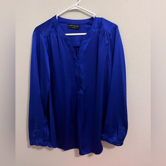 LANE BRYANT - Satin Ruched-Shoulder Blouse - Picture 4 of 5